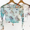 Lorlie A FIELD OF BUTTERFLIES SHEER TOP
