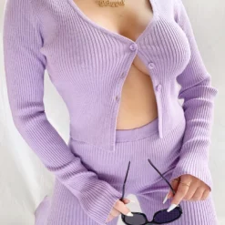 Lorlie FLIRTING IN LAVENDER RIBBED SET