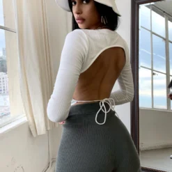 Lorlie STUNNING IN WHITE CROP RIBBED TOP