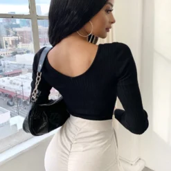 Lorlie MY FAVORITE RIBBED BLACK BODYSUIT TOPS