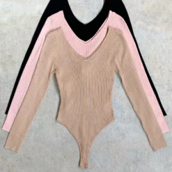 Lorlie TOPS MY FAVORITE RIBBED MAUVE BODYSUIT