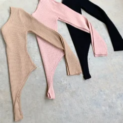 Lorlie TOPS MY FAVORITE RIBBED MAUVE BODYSUIT