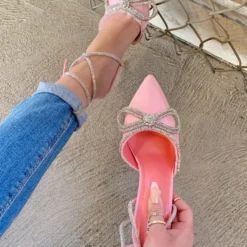 Lorlie MORE SPARKLE BOW PINK HEELS SHOES