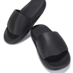 Lorlie ASTRO RUBBER BLACK SLIDE SHOES