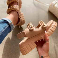 Lorlie SHOES A TRUE OBSESSION NUDE CHUNKY SANDAL