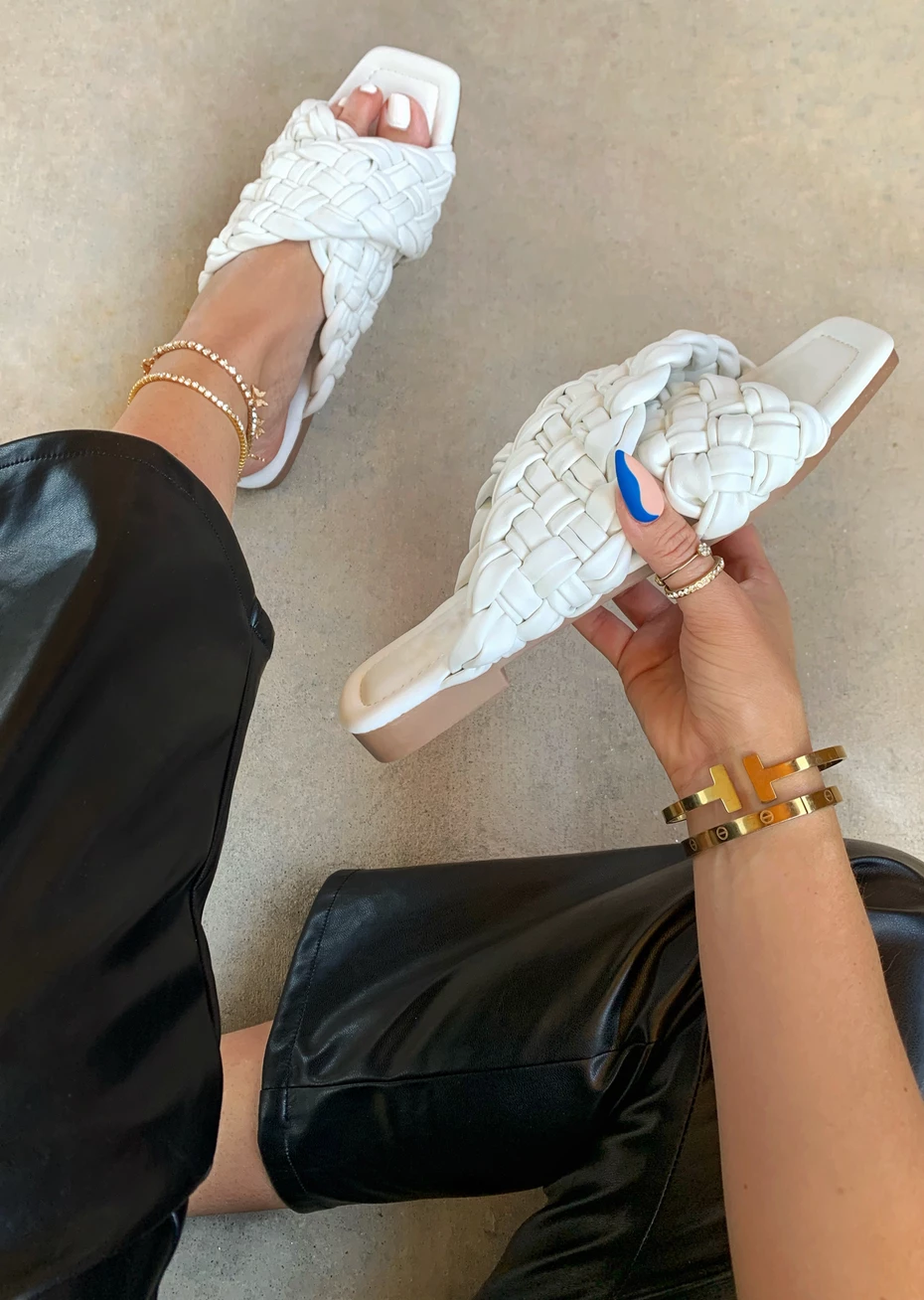 Lorlie SHOES SIMPLY CLASSY WOVEN WHITE SANDALS 3 Lorlie SHOES SIMPLY CLASSY WOVEN WHITE SANDALS