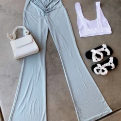 Lorlie CHASE THE BAG SAGE WIDE LEG PANTS BOTTOMS