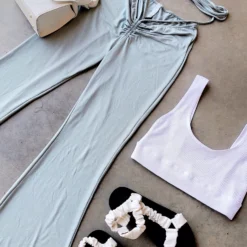 Lorlie CHASE THE BAG SAGE WIDE LEG PANTS BOTTOMS