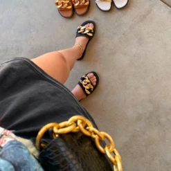 Lorlie SHOES HANDS ON THE LATEST BLACK CHAIN SANDAL