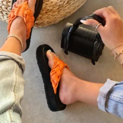 Lorlie LOOK TWICE ORANGE THONG SANDAL