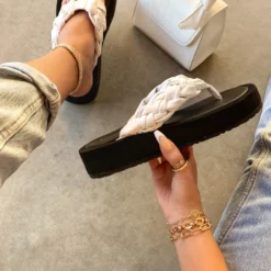 Lorlie LOOK TWICE WHITE THONG SANDAL