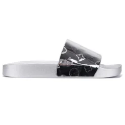 Lorlie TROPIC NIGHTS SILVER GLOSSY SLIDE SHOES