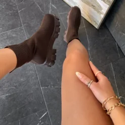 Lorlie WOMENS GOOD DAYS BROWN CHUNKY ANKLE BOOT