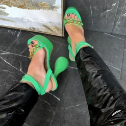 Lorlie TIME FOR A TOAST GREEN PLATFORM HEEL WOMENS