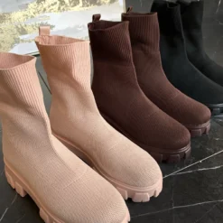 Lorlie GOOD DAYS BEIGE CHUNKY ANKLE BOOT