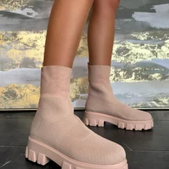 Lorlie GOOD DAYS BEIGE CHUNKY ANKLE BOOT