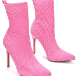 Lorlie WOMENS NEXT TO YOU PINK KNIT HEEL BOOT