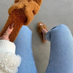 Lorlie WOMENS STAYING IN TAN SHERPA SLIDE SANDAL