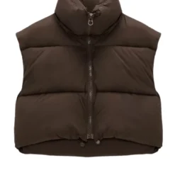 Lorlie WOMENS A NEED BROWN CROPPED PUFFER VEST