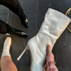 Lorlie WOMENS STEAL THE NIGHT OFF WHITE PATENT BOOT