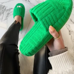 Lorlie A NEED GREEN TERRY SLIDE SANDAL WOMENS