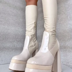 Lorlie GROOVIN OUT PLATFORM CREAM BOOT WOMENS
