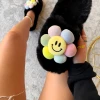 Lorlie RAINBOW FLOWER BLACK SLIPPER