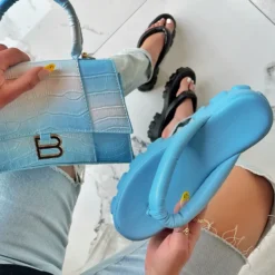 Lorlie WOMENS DEEP THOUGHTS BLUE THONG SLIDE