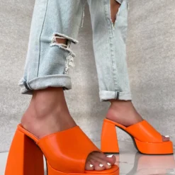 Lorlie A GOOD REASON ORANGE BLOCK HEEL WOMENS