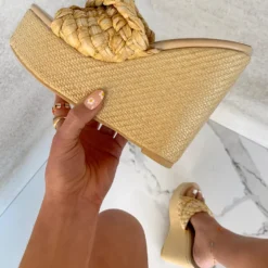 Lorlie WOMENS GOT NO LIMITS NUDE RAFFIA WEDGE