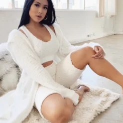 Lorlie OH SO COZY WHITE FUZZY CROP TOP TOPS