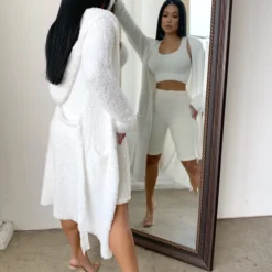 Lorlie OH SO COZY WHITE FUZZY CROP TOP TOPS