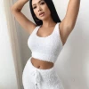 Lorlie OH SO COZY WHITE FUZZY CROP TOP TOPS