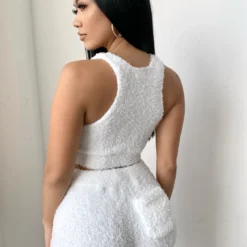 Lorlie OH SO COZY WHITE FUZZY CROP TOP TOPS