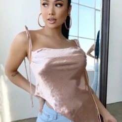 Lorlie TOPS SATIN TIMES ASYMMETRICAL TOP