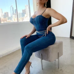 Lorlie DENIM ALL OVER MY BODY JUMPSUIT