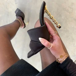 Lorlie HIGH GLAM BLACK MULE HEEL WOMENS